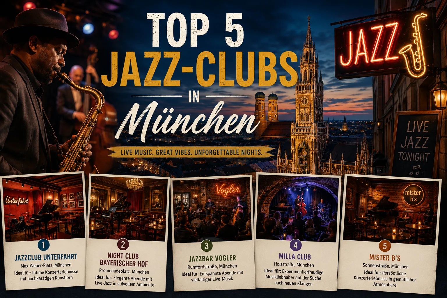 Top 5 Jazz-Clubs in München
